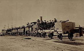 Photograph of a Burgoignesc armored train during the First Great War