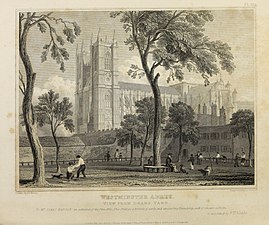 Illustration pour The history and antiquities of the abbey church of St. Peter, Westminster (VV. AA., 1818, voir image dans l'ouvrage en ligne).