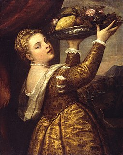<i>Girl with a Platter of Fruit</i> Painting by Titian