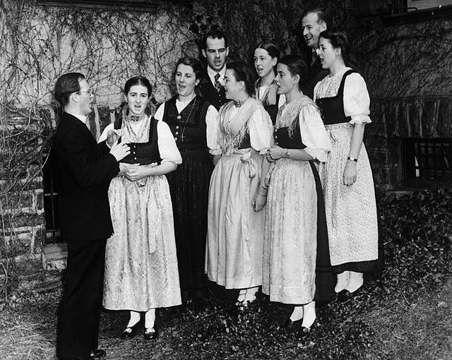 The Trapp family rehearsing before a concert, near Boston, 27 September 1941.