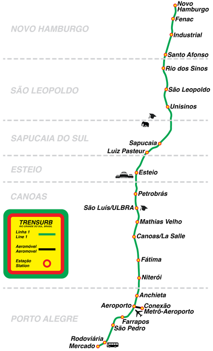 TRENSURB station map.