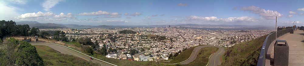 Panoramo pri San Francisco, vidita de Twin Peaks.