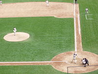 A typical Baseball diamond as seen from the stadium Typical baseball game.JPG