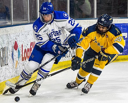 An exhibition game between the Trinity Western and Air Force Falcons men's ice hockey teams in 2019