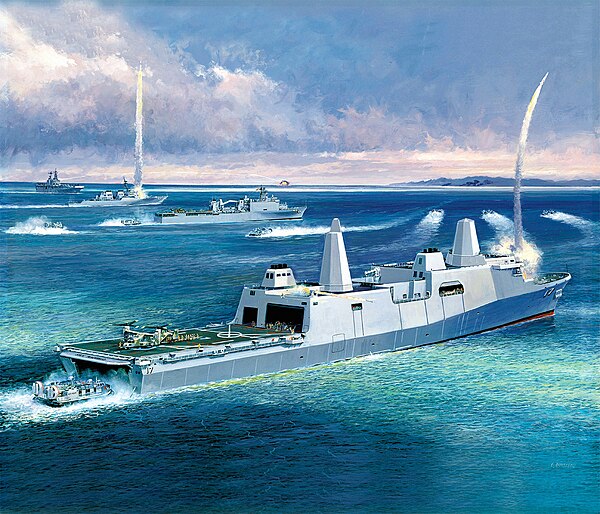 Artist's concept of the San Antonio Class amphibious transport dock ships