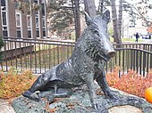 a large bronze statue of boar
