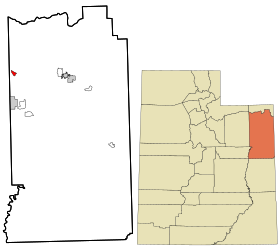 Uintah County Utah incorporated and unincorporated areas Whiterocks highlighted.svg