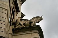 Sculpture of a man and horse at Unilever House, Controlled Energy, 1933, left side