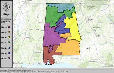 Алабамадағы Америка Құрама Штаттарының конгресс аудандары, 2013 жылдан бастап