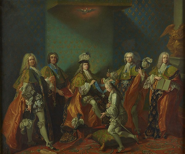 File:Van Loo - Louis XV remettant le cordon de l'ordre du Saint-Esprit au comte de Clermont dans la chapelle de Versailles, 3 juin 1724.jpg