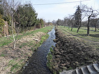 The Vejprnický potok shortly before its confluence with the Mže