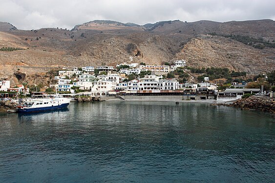 Village Chora Sfakion on the south coast of Crete in Greece