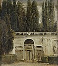 Vignette pour Vue du jardin de la villa Médicis à Rome (entrée de la grotte)