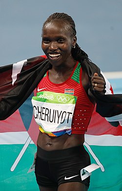 Vivian Cheruiyot Rio de Janeiron olympialaisissa 2016.