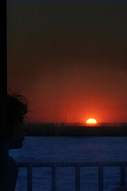 Watching the sunset - ship from Athens to Crete, Greece