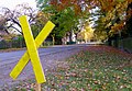 Das gelbe „X“ ist das allgegenwärtige Widerstandssymbol im Wendland