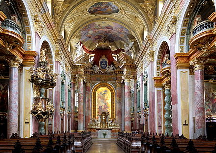 Внутренний г. Церковь иезуитов Вена. Австрия Церковь иезуитов Вена / Jesuit Church, Vienna Austria. Церковь католиков иезуитов. Церковь иезуитов в Вене внутри.