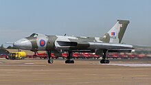 Lining up for departure from RAF Fairford at the end of the 2010 Royal International Air Tattoo XH558-AvroVulcan-1379.JPG
