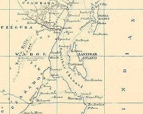 Занзибарский пролив на карте 1872 года