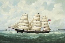 Olive S. Southard, a full-rigged ship built by T.J. Southard in 1871 and a stablemate of Ellen Southard Edouard Adam - The American ship Olive S Southard in French waters (1884).jpg