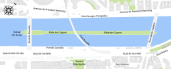 Karta över Île aux Cygnes.