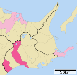 Lokasi Kushiro di Hokkaido (Subprefektur Kushiro)