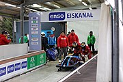 Deutsch: Bob-Europacup 2018/19; Station 1 in Altenberg, 2er-Rennen Nummer 1, Lauf 1 English: Bobsleigh Europe Cup 2018-19 in Altenberg - 2-man Race 1, first run