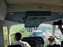 View from cockpit of a Zeppelin NT 2003-07-26 18-54-50 Germany Baden-Wurttemberg Hirschlatt.JPG