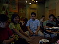 A person from Read or Die, Tin Mandigma, Nino Gonzales and Lenticel during the 3rd meet-up of Filipino Wikipedians at the Starbucks in The Podium.