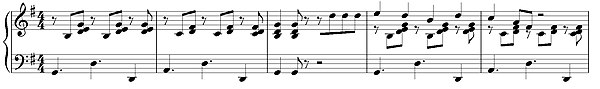 Voorbeeldje van een 4/4 tegen 3+3+2/8 in een niet-Cubaanse rumba