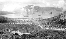 8th Bombardment Squadron attacking Rabaul with a B-25 Mitchell. 8th Bombardment Squadron - Rabaul attack.jpg