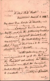 Letter to politician Felipe de Arana, communicating her arrival to Buenos Aires, 8 March 1843.