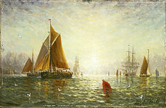 Dipinto di un peschereccio Brixham (A Brixham trawler) di William Adolphus Knell.