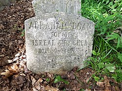 Replaced headstone of Abraham Doan grave Abraham Doan.jpg