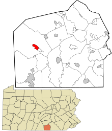 Adams County Pennsylvania incorporated and unincorporated areas Cashtown highlighted.svg