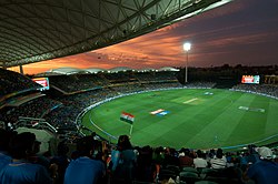 Adelaide Oval during a day-night match for the 2015 Cricket World Cup Adelaide Oval (23183793744).jpg