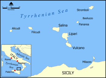 Mapa de las islas Eolias