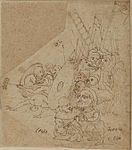 Group from a ‘Last Judgment’ 16th century date QS:P,+1550-00-00T00:00:00Z/7 Pen and brown on paper 20.9 × 18.7 cm London, Courtauld Institute of Art Inventory number D.1952.RW.373