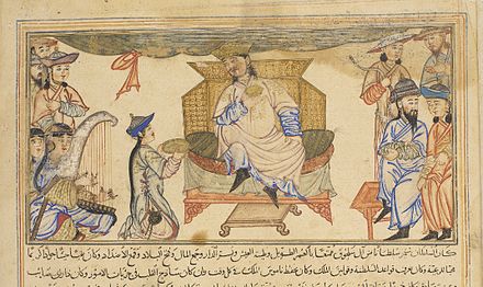 Ahmad Sanjar seated on his throne