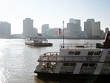 Ferries connecting New Orleans with Algiers (left) and Gretna (right) AlgiersFerry TJefferson arriving3 bright.jpg