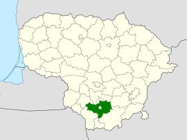 Alytus bölgesinin Litvanya haritasındaki konumu