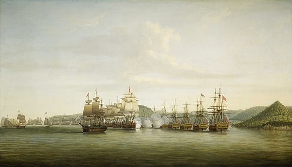 D'Estaing's fleet attacks Barrington's at St Lucia.