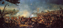 The Duke of Wellington and Field Marshal von Blucher's triumph over Napoleon Bonaparte at the Battle of Waterloo Battle of Waterloo 1815.PNG
