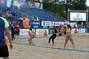 Deutsch: Beachhandball Europameisterschaften 2019 (Beach handball Euro); Tag 3: 4. Juli 2019 – Frauen, Hauptrunde Gruppe II, Deutschland-Spanien 1:2 (18:24, 24:14, 8:9) English: Beach handball Euro; Day 3: 4 July 2019 – Women Main Round Group II – Germany-Spain 1:2 (18:24, 24:14, 8:9)