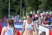 Deutsch: Beachhandball Europameisterschaften 2019 (Beach handball Euro); Tag 2: 3. Juli 2019 – Frauen, Vorrunde Gruppe D, Dänemark-Russland 2:0 (21:16, 18:12) English: Beach handball Euro; Day 2: 3 July 2019 – Women Preliminary Round Group D – Denmark-Russia 2:0 (21:16, 18:12)