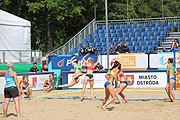 Deutsch: Beachhandball Europameisterschaften 2019 (Beach handball Euro); Tag 2: 3. Juli 2019 – Frauen, Vorrunde Gruppe D, Ukraine-Deutschland 2:0 (23:22, 32:24) English: Beach handball Euro; Day 2: 3 July 2019 – Women Preliminary Round Group D – Ukraine-Germany 2:0 (23:22, 32:24)