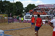 Deutsch: Beachhandball bei den Olympischen Jugendspielen 2018; Tag 7, 13. Oktober 2018; Jungen, Finale – Portugal-Spanien 1:2 English: Beach handball at the 2018 Summer Youth Olympics at 13 October 2018 – Boys Gold Medal Match – Portugal-Spain 1:2