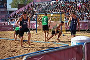 Deutsch: Beachhandball bei den Olympischen Jugendspielen 2018; Tag 7, 13. Oktober 2018; Jungen, Halbfinale – Argentinien-Portugal 1:2 English: Beach handball at the 2018 Summer Youth Olympics at 13 October 2018 – Boys Semifinal – Argentina-Portugal 1:2