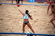 Deutsch: Beachhandball bei den Olympischen Jugendspielen 2018; Tag 5, 10. November 2018; Mädchen, Hauptrunde - Kroatien-Argentinien 1:2 English: Beach handball at the 2018 Summer Youth Olympics at 11 October 2018 – Girls Main Round – Croatia-Argentina 1:2