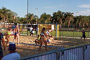 Deutsch: Beachhandball bei den Olympischen Jugendspielen 2018; Tag 3, 9. Oktober 2018; Mädchen, Vorrunde, Gruppe B - Venezuela-Niederlande 1:2 English: Beach handball at the 2018 Summer Youth Olympics at 9 October 2018 – Girls Preliminary Round Group B‎ – Venezuela-Netherlands 1:2